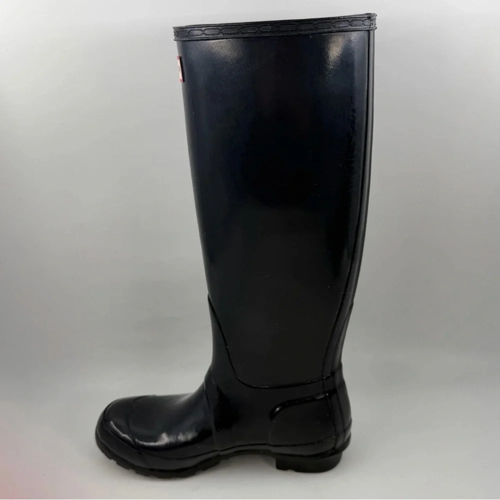 Hunter Women’s Original Tall Gloss Rain Boots-SZ 6-Blue Natural Rubber “Wellies”